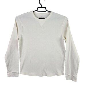 Mens Sonoma White Waffle Knit Thermal Crew Shirt Long Sleeve Cotton Size L